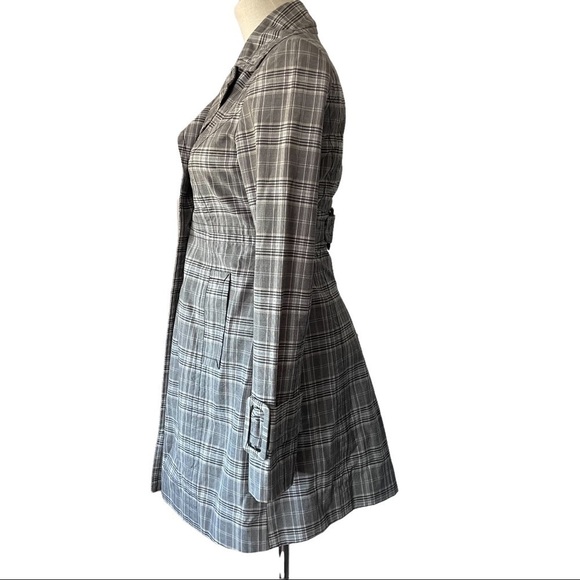 Smart Set XS grey plaid trench coat preppy tweed prepcore regencycore coquette - Picture 3 of 11
